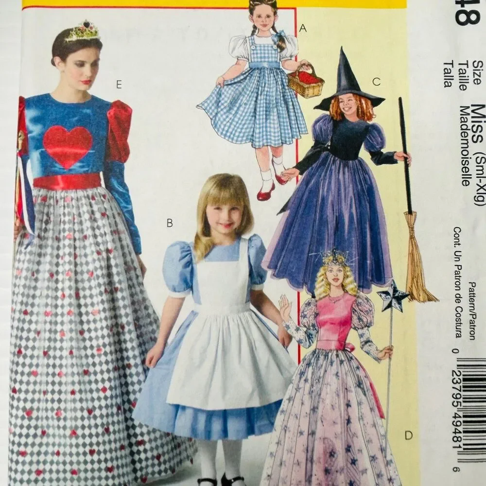 Vintage McCall's Costume Sewing Pattern M4948 Dorothy Wicked Witch Glinda S-XL